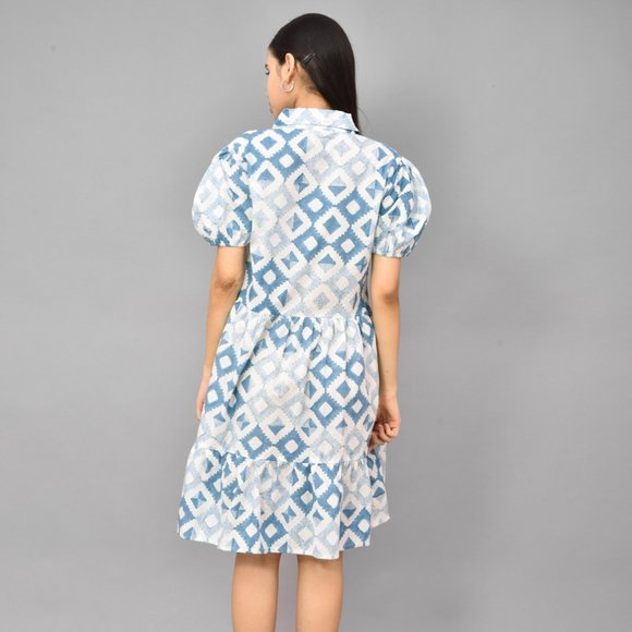 BRAND NEW Women Cotton Hand-block One Piece Midi Dress - Picture 4 of 6